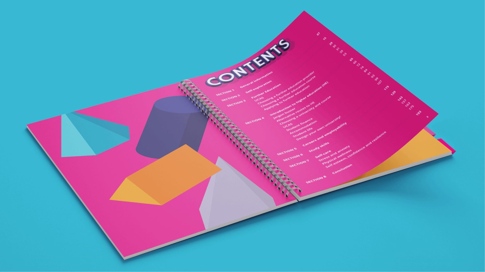 The contents page of the workbook we designed.