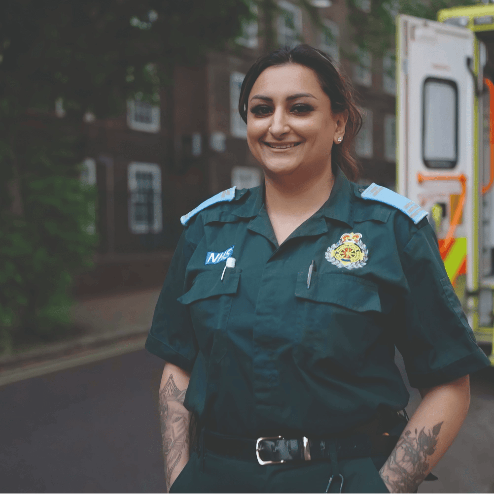 A young female paramedic.
