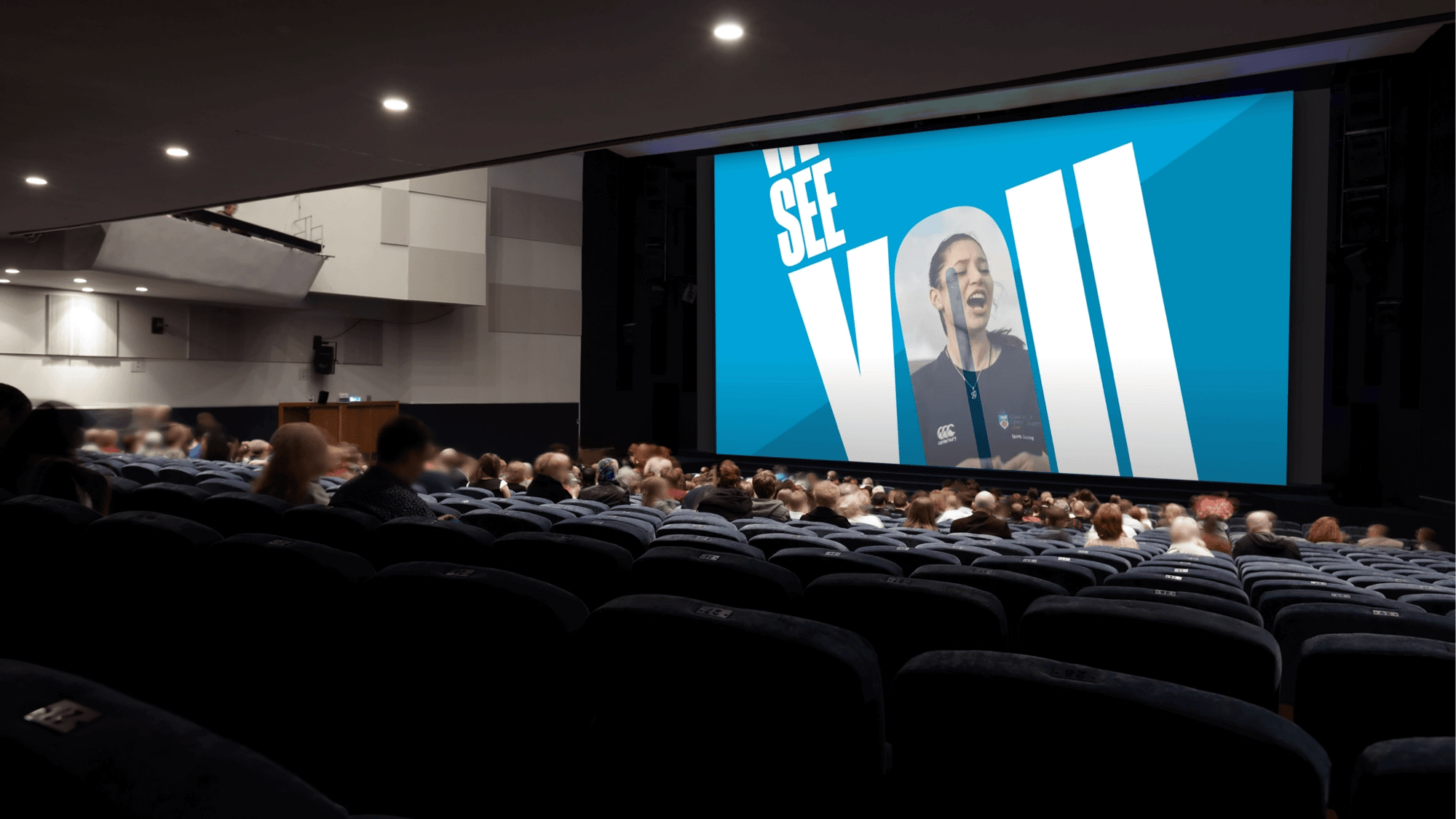The campaign video playing on cinema screens.